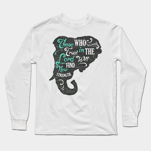 Bull Elephant silhouette with motivational words of wisdom Long Sleeve T-Shirt by Voxen X